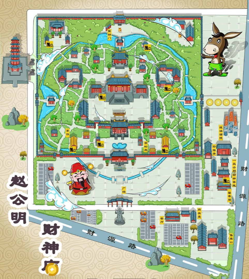 略阳寺庙类手绘地图